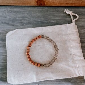 Grey Agate + Rosewood Gemstone Bracelet
